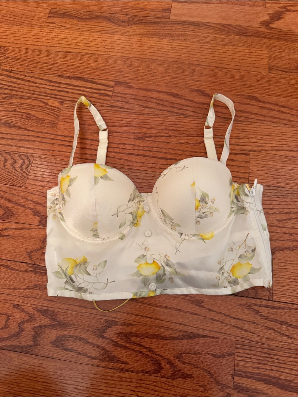 Intimissimi lemon satin bustier crop top size 34B NWT
